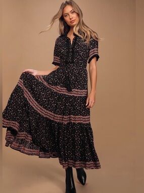 gracie embroidered peasant dress Gracie Dress | Embroidered Stripe Midi Dress main image 0